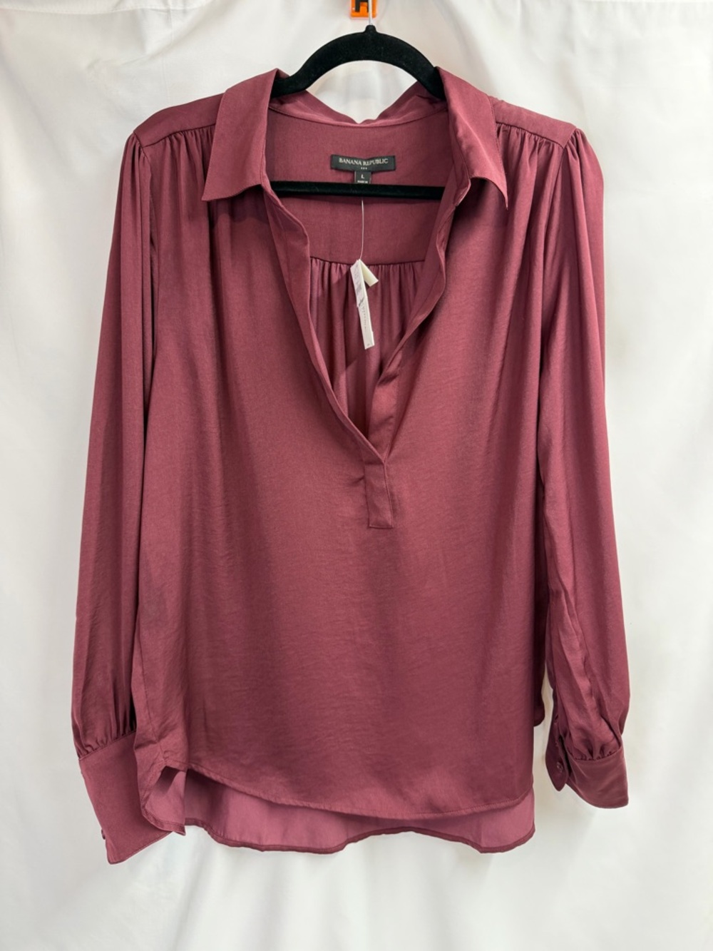 Banana Republic Dusty Plum V-Neck Long-Sleeve Blouse